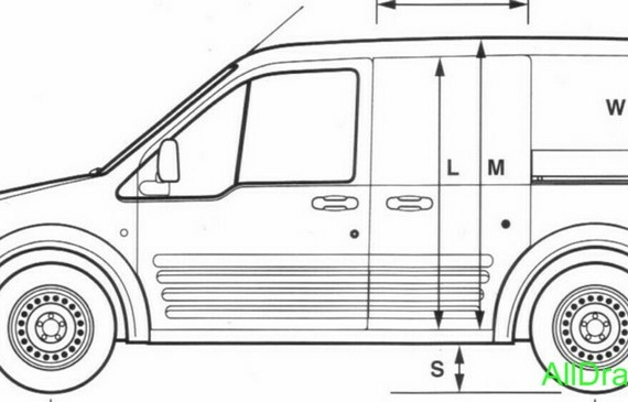 Ford Transit Connect swb (2007) (Ford Transit Connect svb (2007)) - drawings (drawings) of the car